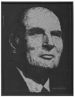 Gravure sur bois du portrait de François Mitterrand