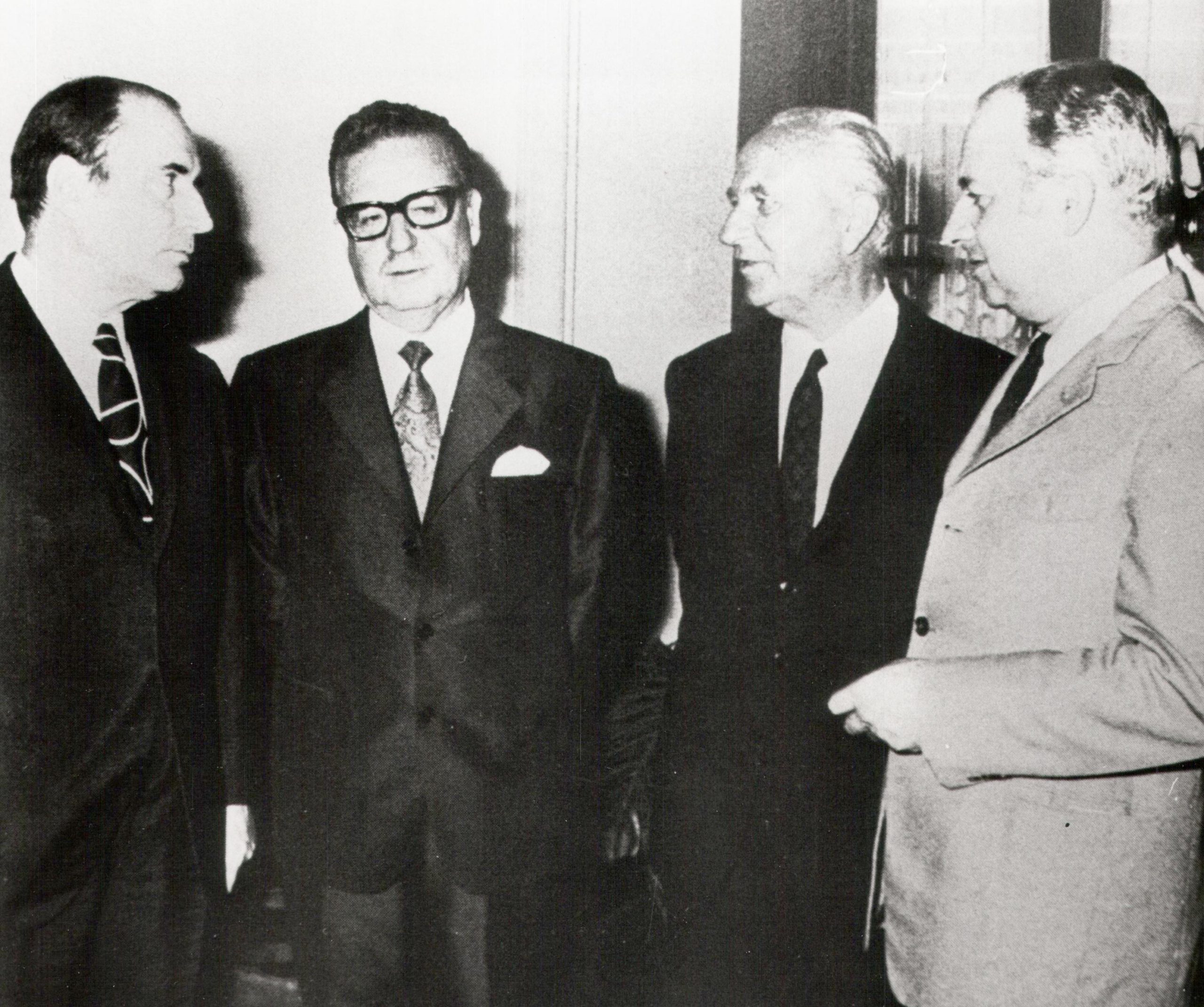 François Mitterrand, Salvador Allende, Gaston Deferre et Claude Estier