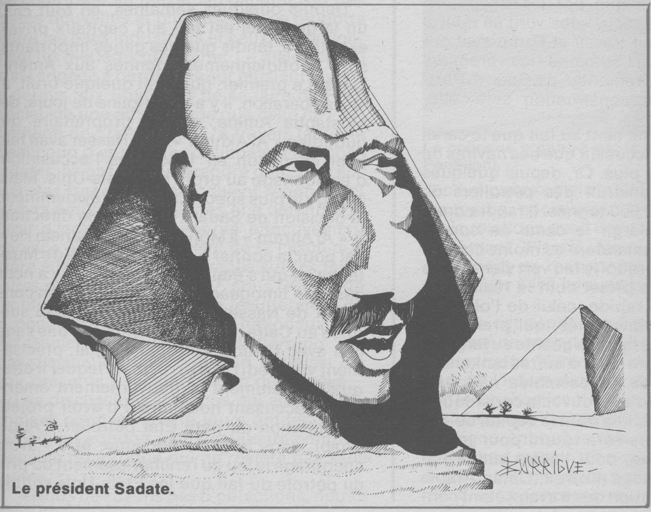 Anouar El Sadate par le dessinateur Barrigues