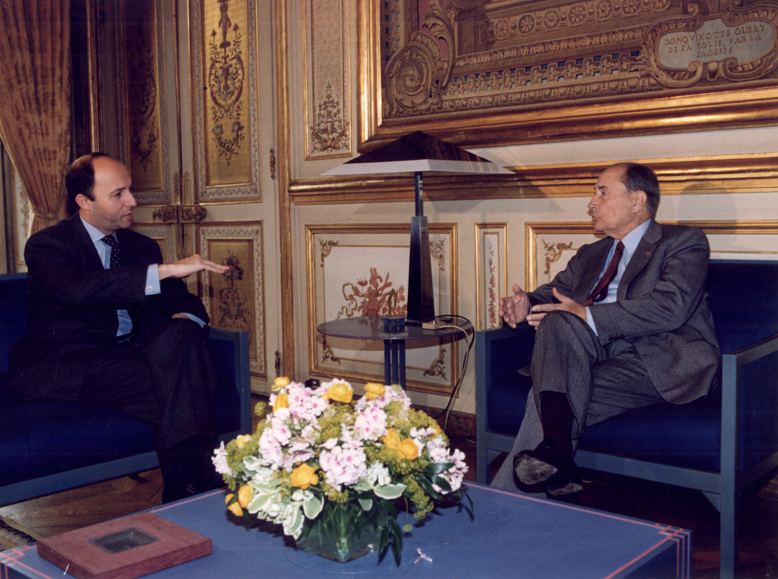 Laurent Fabius et François Mitterrand