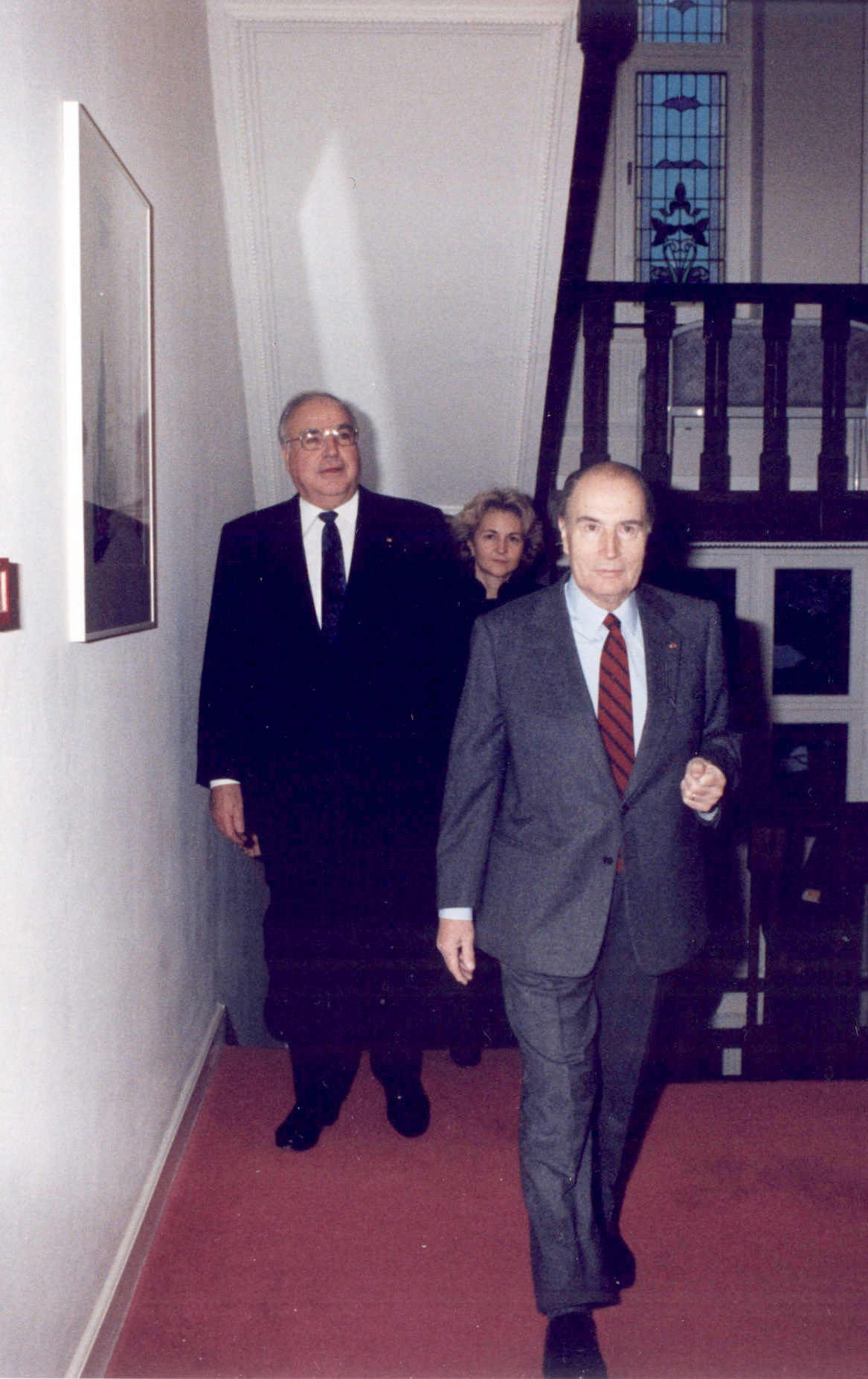 Le Chancelier allemand Helmut Kohl et le Président français François Mitterrand