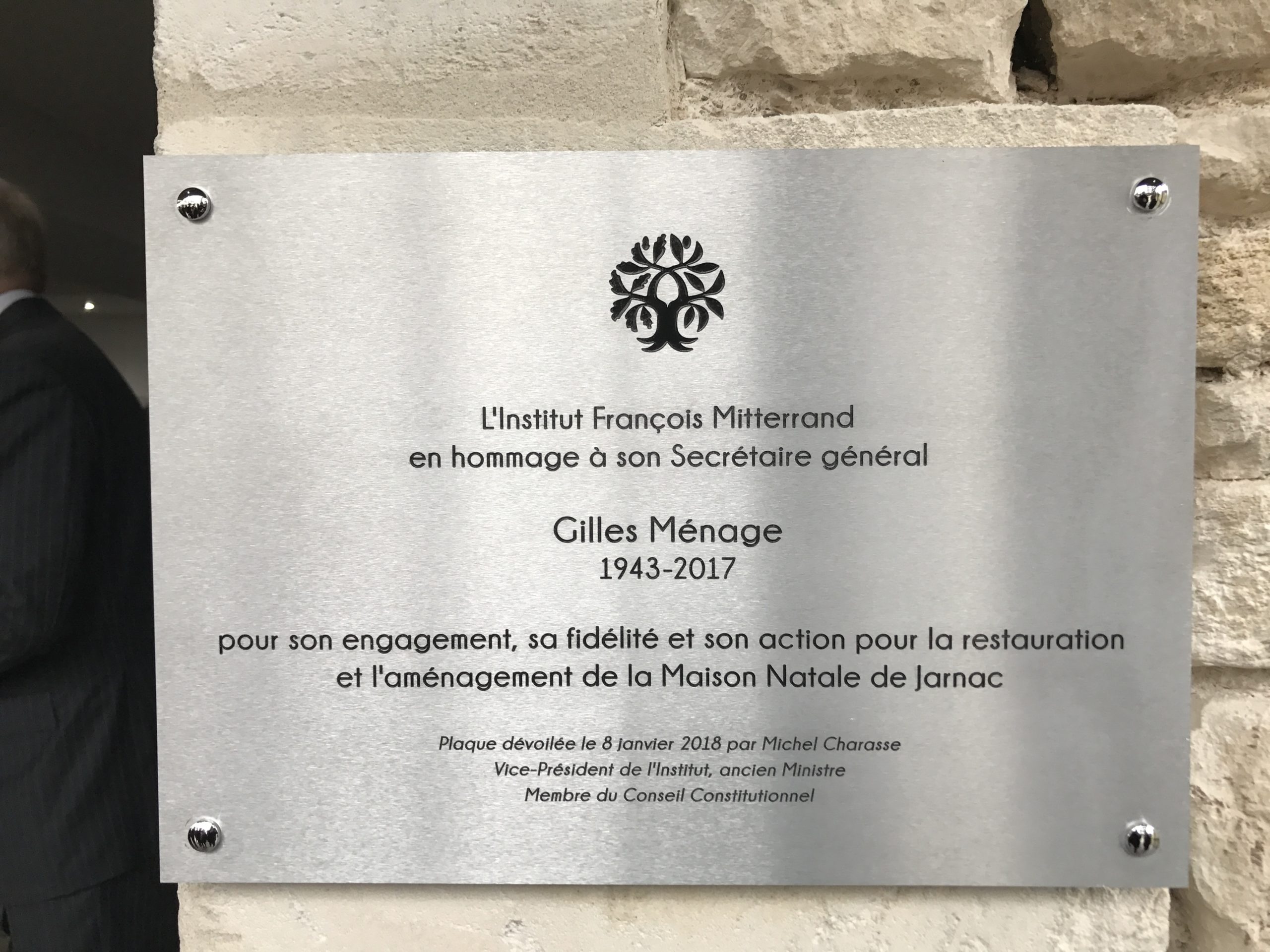 Plaque en hommage à Gilles Ménage