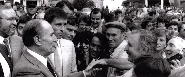 François Mitterrand en visite à Jarnac en 1983